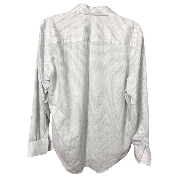 Van Heusen White Navy Blue Pattern‎ button down Long Sleeves - Picture 2 of 3